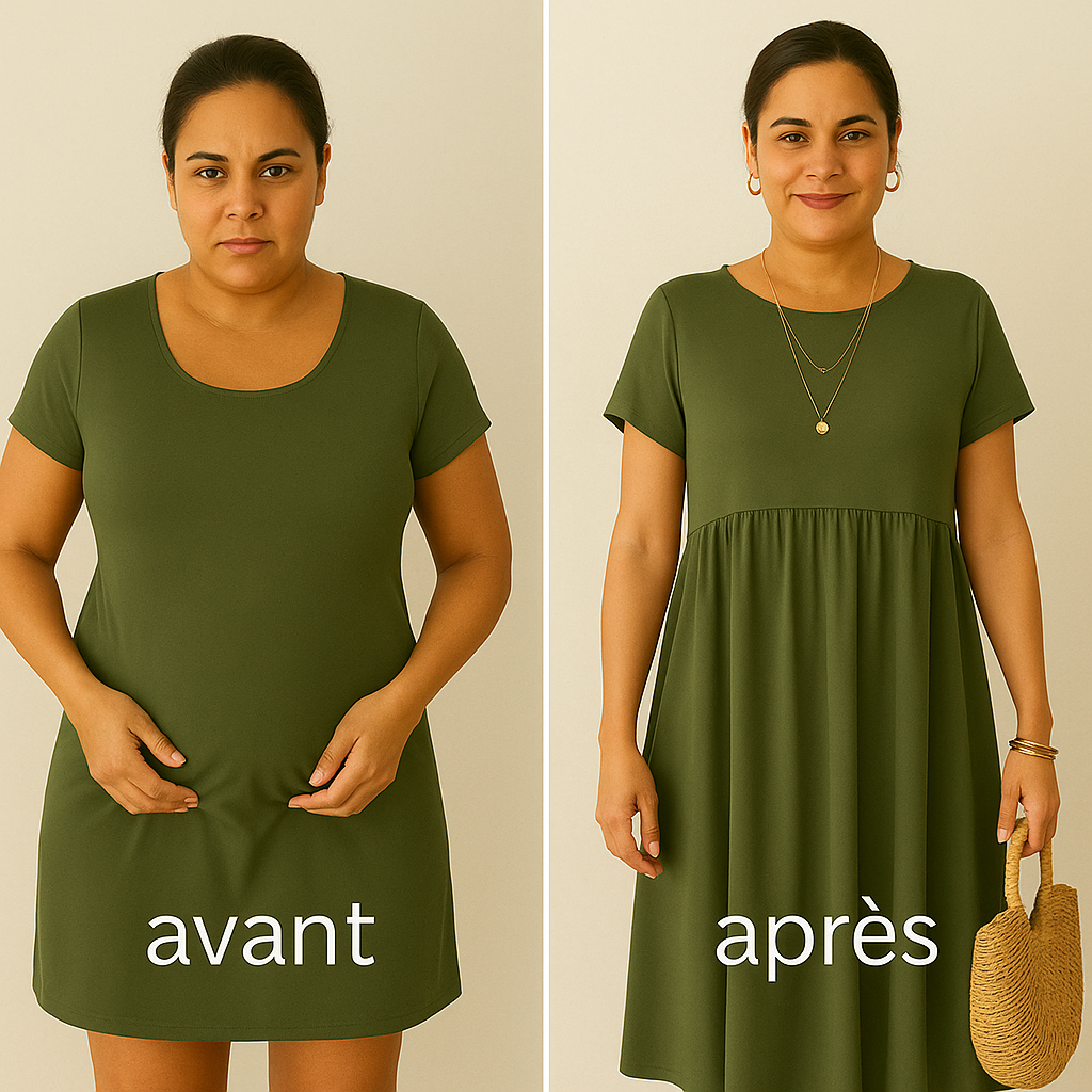 Makollos™ Camélia – Robe Confortable qui Sublime la Silhouette et Cache le Ventre