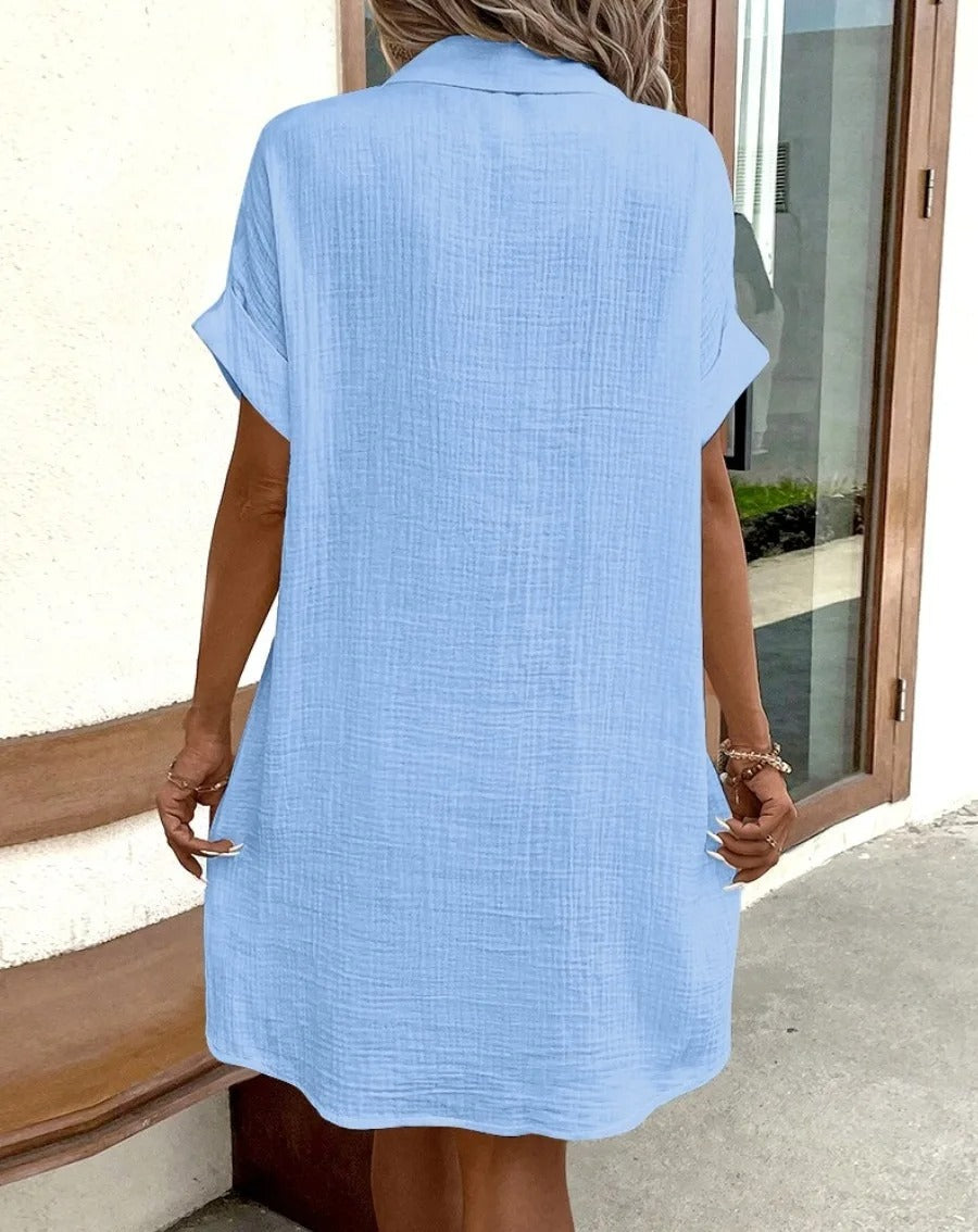 Robe Boutonnée à Manches Courtes – Look Estival Féminin