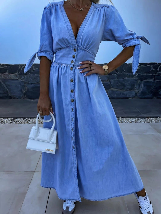 Robe Chemise en Jean Boutonnée