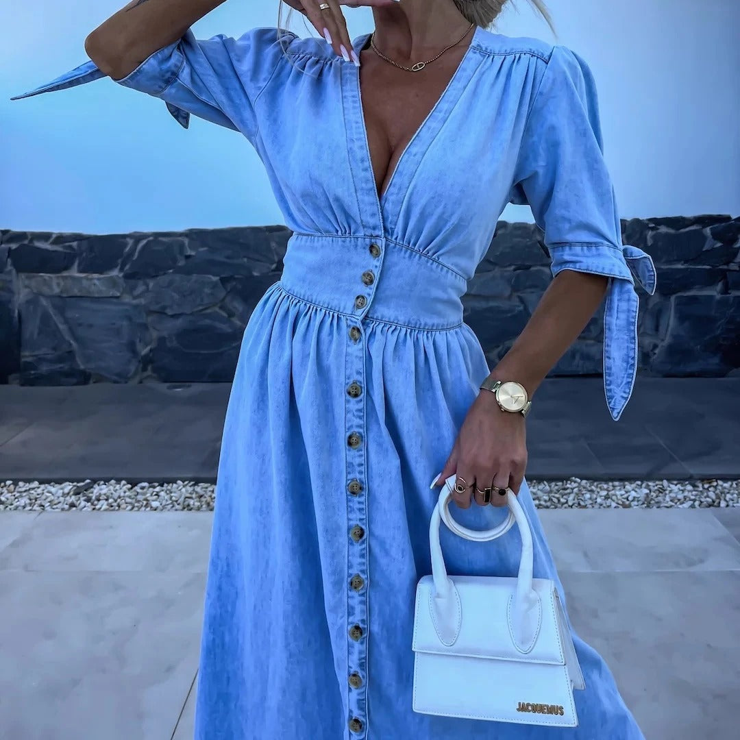 Robe Chemise en Jean Boutonnée