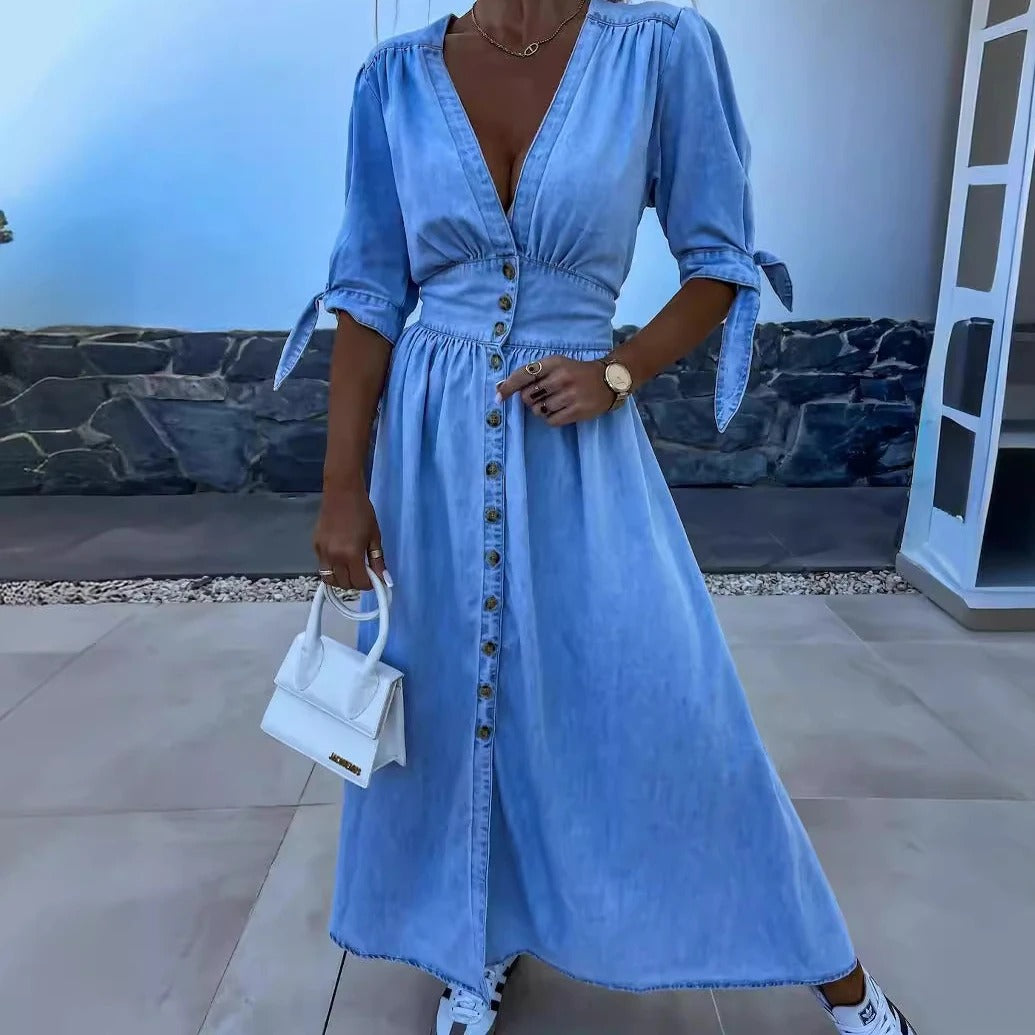 Robe Chemise en Jean Boutonnée