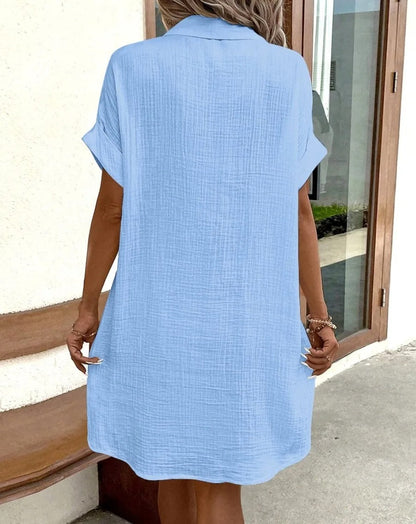 Robe Boutonnée à Manches Courtes – Look Estival Féminin