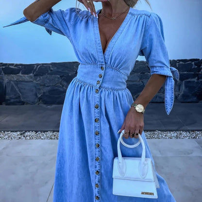 Robe Chemise en Jean Boutonnée