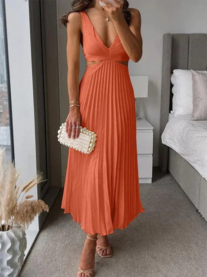 Robe Fluide à Fente et Taille Sculptée