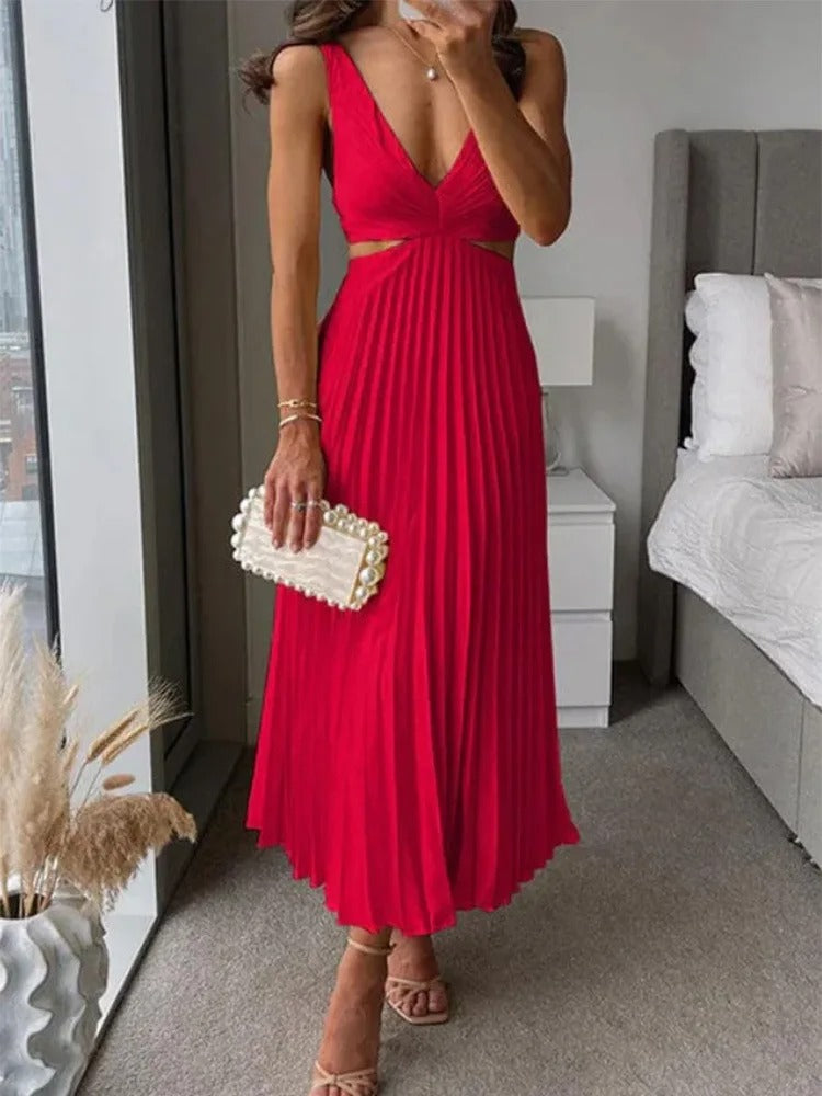 Robe Fluide à Fente et Taille Sculptée