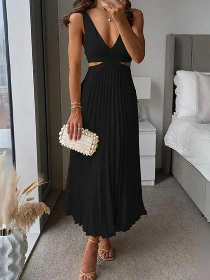 Robe Fluide à Fente et Taille Sculptée